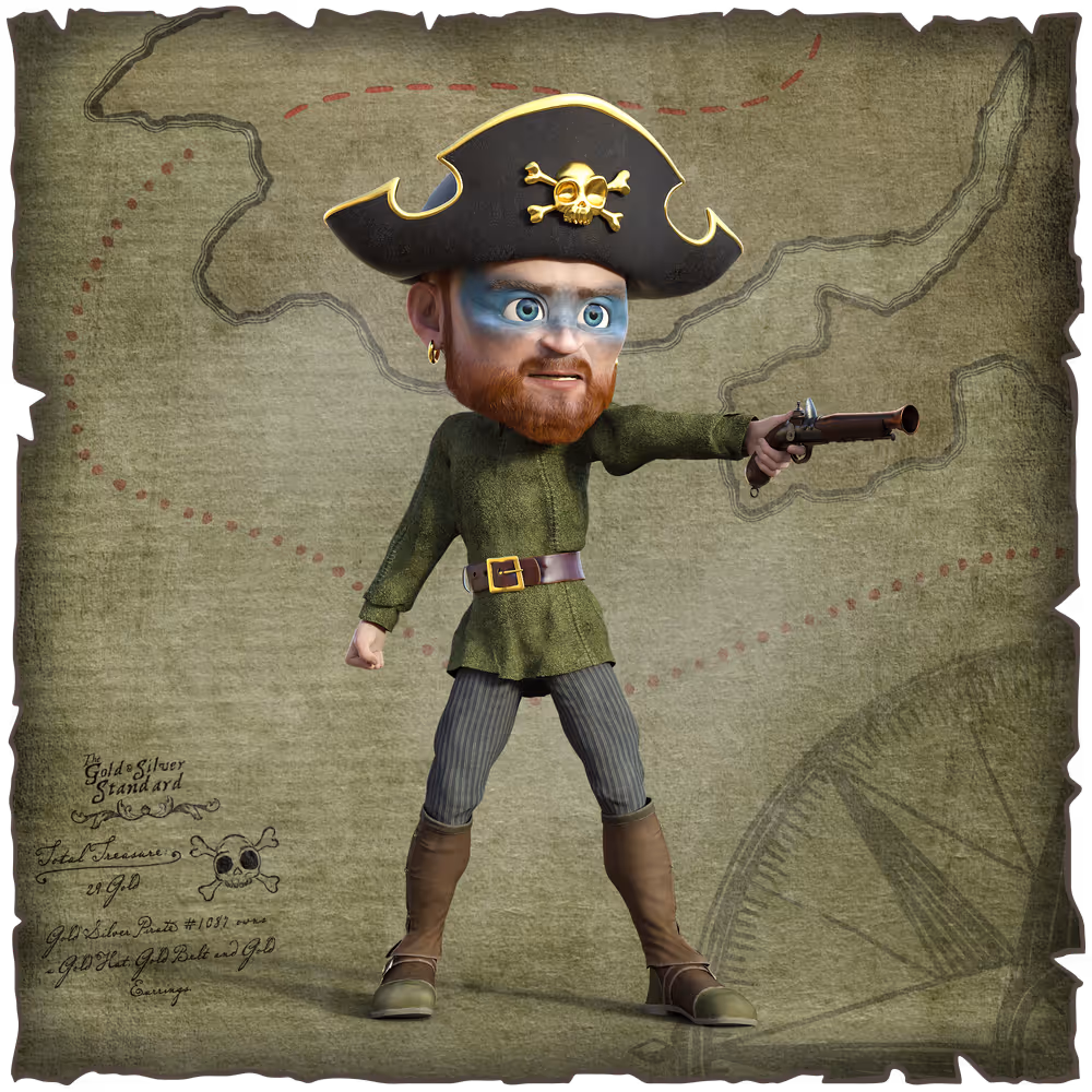 Gold Silver Pirate #1087