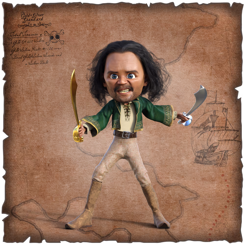 Gold Silver Pirate #1100