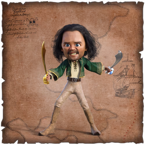 Gold Silver Pirate #1100