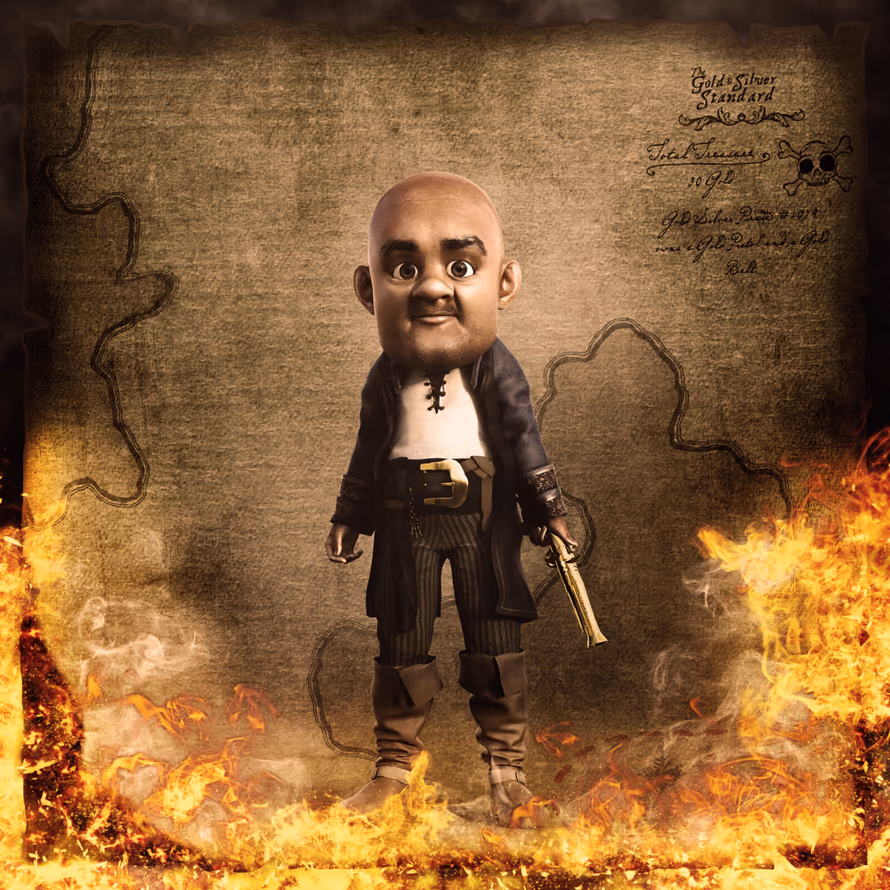 Gold Silver Pirate #1079