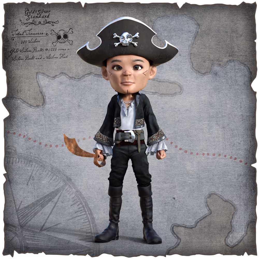 Gold Silver Pirate #1088