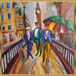 Rhythms of the Rainy Boulevard - Fine DigitAIzed Art #545