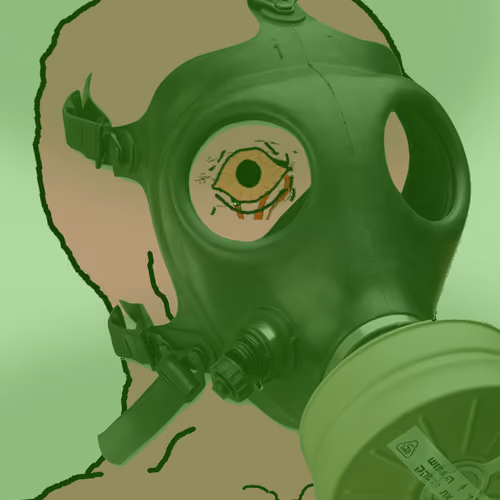 pink wojak gasmask angry