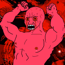 red wojak muscle body screaming
