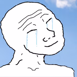 wojak crying happy blue sky