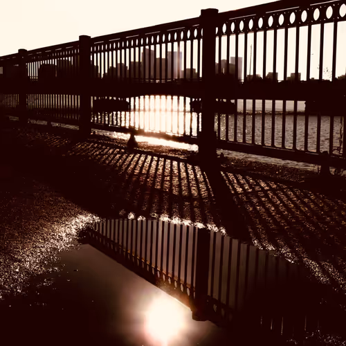 by the river