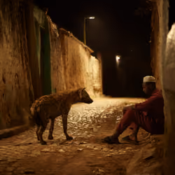 Ethiopia - Abbas with Chala the Hyena