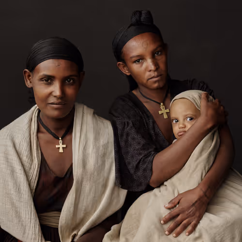 Ethiopia - Portraits - Portrait of Debere, Muluye, and her son Wudu  