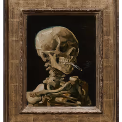 Skull of a Skeleton with Burning Cigarette #93