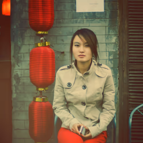 Girl Outside Restaurant #0442