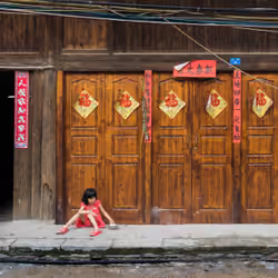 Little Girl Eating Rice Near yangshao #0104
