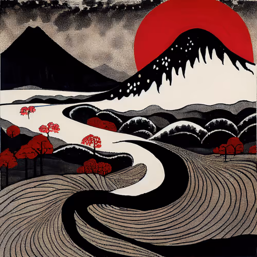 Ukiyo E Landscape By Warwick