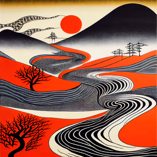Ukiyo E Landscape By Warwick