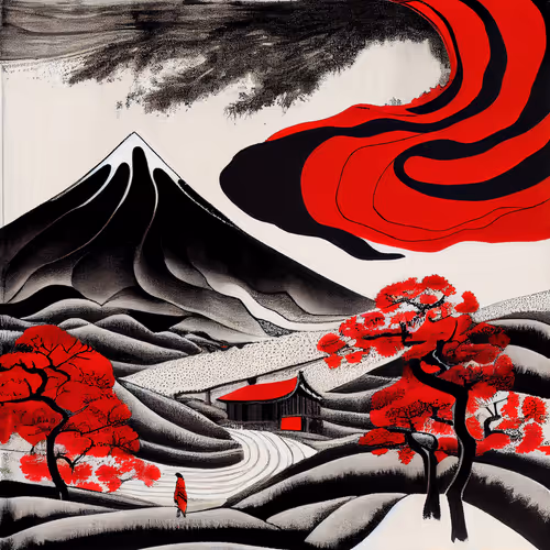 Ukiyo E Landscape By Warwick