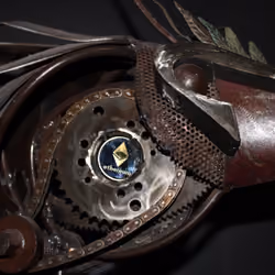 CryptoDealerz Ether Gear Head 1of 1  (Art made with real metals and gears.)