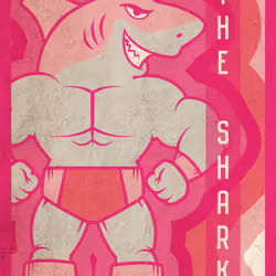 Uni Wrestlers Card #3 - The Shark - Rare Pink