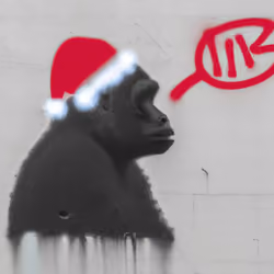Gorilla in xmas hat