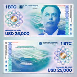 1 BTC - USD 25,000 Bill - Elon Musk