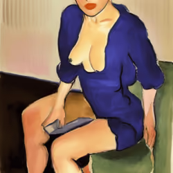 sitting girl with phone