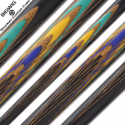 Bigwig Lacewood with blue yellow green butterflies NFT pool cue fullsplice billiards nft