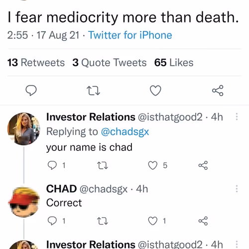 Chad fears mediocrity