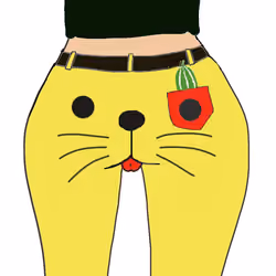 No5.Cat ass pants and cucumber