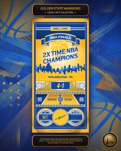 Warriors 1956 Championship Ticket (2/10) 