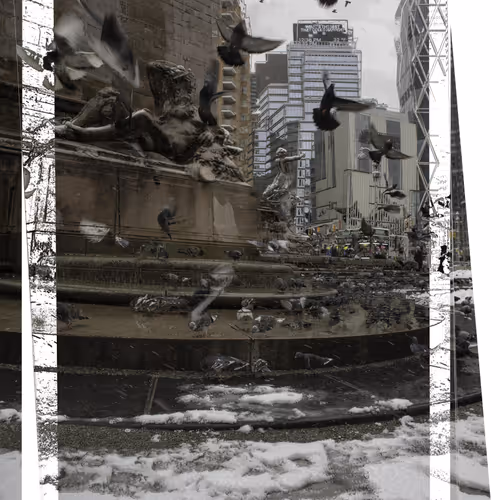 2/21/2022 Automated Digital Photo Collage of “Pigeons at Columbus Circle”Automated Digital Photo Col