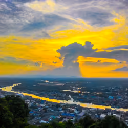 The colors of the sunset on the river
