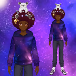 Girl with a bear on her head