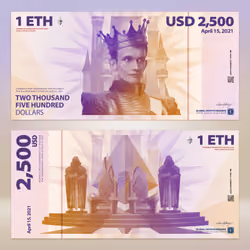 1 ETH - USD 2,500 Bill - King Vitalik Edition