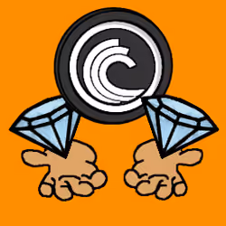 Dr256 - Diamond Hands #0144 - BTT Human with Blue Diamonds and Orange Background