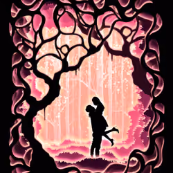 Couple in The Colorful Enchanted Forest (Rose Gold)