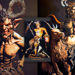 Tarot cards - XV Major Arcana "Addiction / Baphomet" (deck CIRCLE OF WHITE)