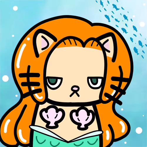 moody  cats #131 "mermaid"