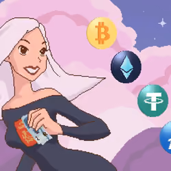 Spining Gif Crypto Coins - Bitcoin, Ethereum, USDT, Litecoin Set 1 - Pink Clouds Spinning Animation (NFT Drop 1)
