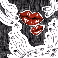 Smiling back, two pair of lips