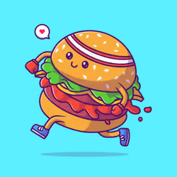 Cute burger running sport