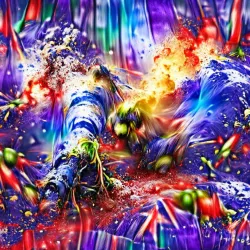 blue red green yellow purple color explosions