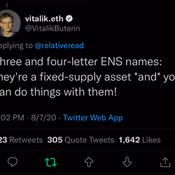 Three and four-letter ENS names: they're a fixed-supply asset *and* you can do things with them!
