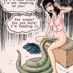 Original of "Not cheating husband, just feeding the snake"