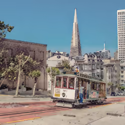 San Francisco Cable Car 'Big 19' w/ Transamerica Pyramid