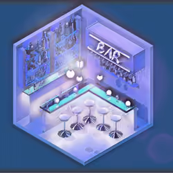 Bar aesthetic purple-blue