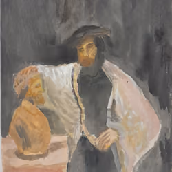Miniature of Rembrant's painting Aristotle with a bust of Homer