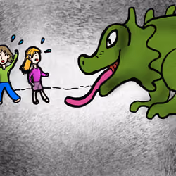 The long-tongued reptile monster likes to eat humans.