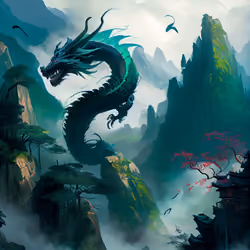 The Azure Dragon Soars Over the Emerald Peaks