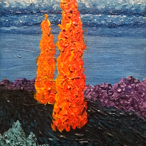 #1 Two Orange Cypress Trees