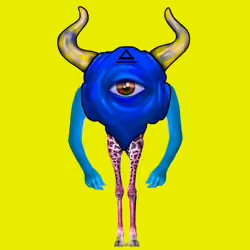 Two horns blue monster #003