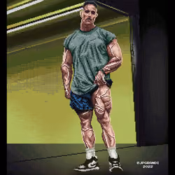 "Our Dad Noel B" - Pixel Art Portrait of Noel Deyzel