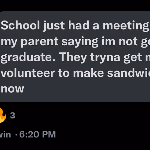 TWIN IS NOT GRADUATING HIGH SCHOOL